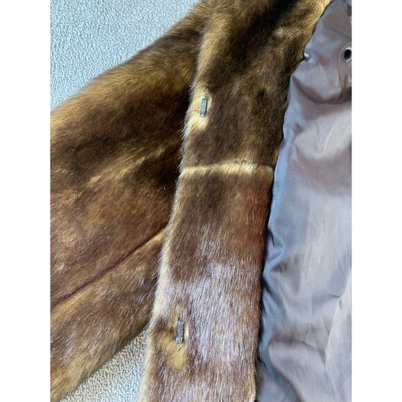 Dennis Basso Faux Fur Coat Retro Glamor Chic Winter Brown Size Medium - Picture 6 of 11